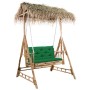 2-seater swing bench with palm leaves and bamboo cushion 202 cm by vidaXL, Garden rockers - Ref: Foro24-3063938, Price: 451,5...