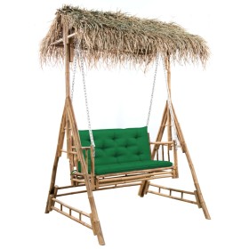 2-Sitzer-Schaukelbank mit Palmblättern und Bambuskissen 202 cm von vidaXL, Gartenwippen - Ref: Foro24-3063938, Preis: 451,99 ...