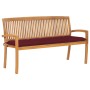 Stackable garden bench and cushion solid teak wood 159 cm by vidaXL, garden benches - Ref: Foro24-3063330, Price: 258,43 €, D...