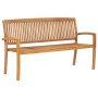 Stackable garden bench and cushion solid teak wood 159 cm by vidaXL, garden benches - Ref: Foro24-3063330, Price: 258,43 €, D...