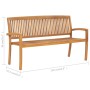 Stackable garden bench and cushion solid teak wood 159 cm by vidaXL, garden benches - Ref: Foro24-3063330, Price: 258,43 €, D...