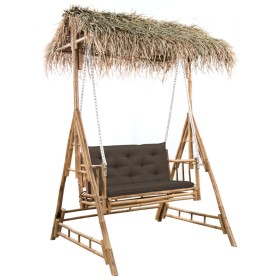 2-seater swing bench with palm leaves and bamboo cushion 202 cm by vidaXL, Garden rockers - Ref: Foro24-3063941, Price: 467,9...