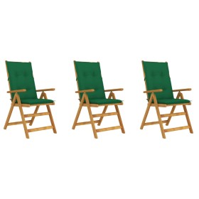 Folding garden chairs 3 pcs solid acacia wood cushions by vidaXL, Garden chairs - Ref: Foro24-3064109, Price: 251,99 €, Disco...