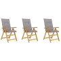 Folding garden chairs 3 pcs solid acacia wood cushions by vidaXL, Garden chairs - Ref: Foro24-3064105, Price: 257,99 €, Disco...