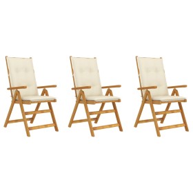 Folding garden chairs 3 pcs solid acacia wood cushions by vidaXL, Garden chairs - Ref: Foro24-3064106, Price: 285,99 €, Disco...