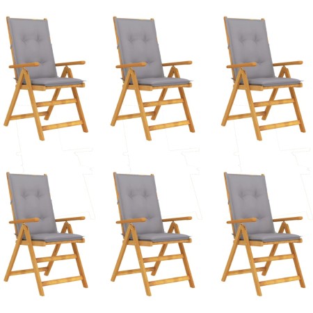 Folding garden chairs 6 pcs solid acacia wood and cushions by vidaXL, Garden chairs - Ref: Foro24-3064135, Price: 467,30 €, D...