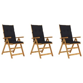 Folding garden chairs 3 pcs solid acacia wood cushions by vidaXL, Garden chairs - Ref: Foro24-3064111, Price: 254,96 €, Disco...