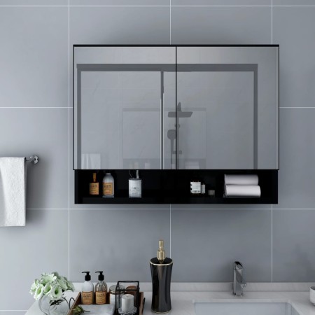 Armario de baño con espejo negro 80x15x60 cm de vidaXL, Tocadores de baño - Ref: Foro24-323605, Precio: 118,40 €, Descuento: %