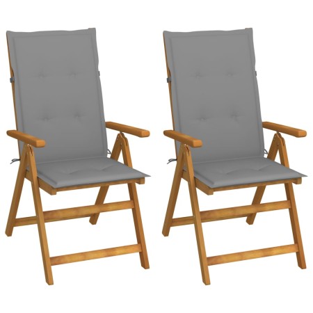 Reclining garden chairs 2 units solid acacia wood with cushions by vidaXL, Garden chairs - Ref: Foro24-3064060, Price: 172,45...