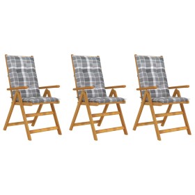 Folding garden chairs 3 pcs solid acacia wood cushions by vidaXL, Garden chairs - Ref: Foro24-3064118, Price: 278,99 €, Disco...