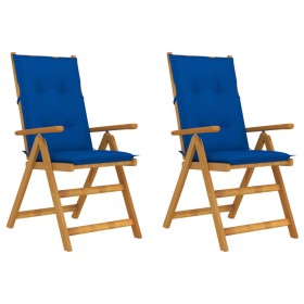 Reclining garden chairs 2 pcs solid acacia wood cushions by vidaXL, Garden chairs - Ref: Foro24-3064084, Price: 161,99 €, Dis...