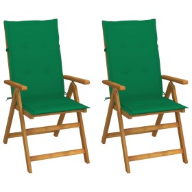 Reclining garden chairs 2 pcs solid acacia wood cushions by vidaXL, Garden chairs - Ref: Foro24-3064064, Price: 185,82 €, Dis...