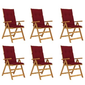 Folding garden chairs 6 pcs solid acacia wood and cushions by vidaXL, Garden chairs - Ref: Foro24-3064143, Price: 471,99 €, D...