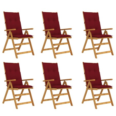 Folding garden chairs 6 pcs solid acacia wood and cushions by vidaXL, Garden chairs - Ref: Foro24-3064143, Price: 471,54 €, D...