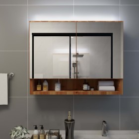 Mueble de baño con espejo LED MDF roble 80x15x60 cm de vidaXL, Tocadores de baño - Ref: Foro24-323606, Precio: 134,71 €, Desc...