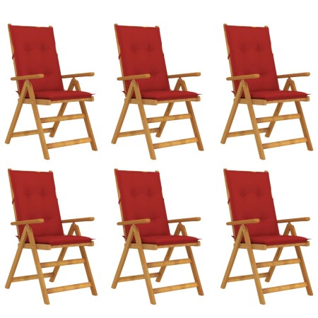 Folding garden chairs 6 pcs solid acacia wood and cushions by vidaXL, Garden chairs - Ref: Foro24-3064140, Price: 488,44 €, D...