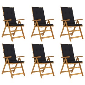 Folding garden chairs 6 pcs solid acacia wood and cushions by vidaXL, Garden chairs - Ref: Foro24-3064141, Price: 471,99 €, D...