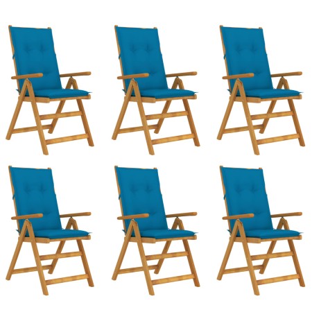 Folding garden chairs 6 pcs solid acacia wood and cushions by vidaXL, Garden chairs - Ref: Foro24-3064138, Price: 471,99 €, D...