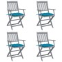 Folding garden chairs 4 pcs cushions solid acacia wood by vidaXL, Garden chairs - Ref: Foro24-3064528, Price: 188,99 €, Disco...