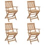 4 pcs folding garden chairs and solid acacia wood cushions by vidaXL, Garden chairs - Ref: Foro24-3064635, Price: 226,98 €, D...