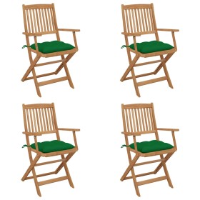 Folding garden chairs 4 units and solid acacia wood cushions by vidaXL, Garden chairs - Ref: Foro24-3064637, Price: 204,76 €,...