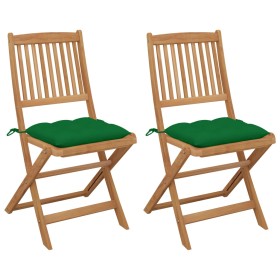 2 pcs folding garden chairs and solid acacia wood cushions by vidaXL, Garden chairs - Ref: Foro24-3064664, Price: 108,99 €, D...