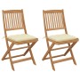 Folding garden chairs 2 units and solid acacia wood cushions by vidaXL, Garden chairs - Ref: Foro24-3064661, Price: 107,87 €,...