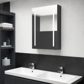 Armario de baño con espejo LED negro brillante 50x13x70 cm de vidaXL, Tocadores de baño - Ref: Foro24-326496, Precio: 126,46 ...