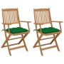 2 pcs folding garden chairs and solid acacia wood cushions by vidaXL, Garden chairs - Ref: Foro24-3064610, Price: 119,58 €, D...