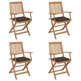 Folding garden chairs 4 units and solid acacia wood cushions by vidaXL, Garden chairs - Ref: Foro24-3064640, Price: 217,57 €,...