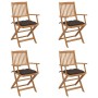 Folding garden chairs 4 units and solid acacia wood cushions by vidaXL, Garden chairs - Ref: Foro24-3064640, Price: 217,38 €,...