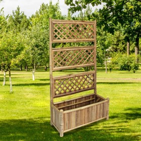 Garden planter with bamboo trellis 70 cm by vidaXL, Pots and planters - Ref: Foro24-43714, Price: 73,99 €, Discount: %