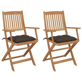 2 pcs folding garden chairs and solid acacia wood cushions by vidaXL, Garden chairs - Ref: Foro24-3064613, Price: 118,99 €, D...