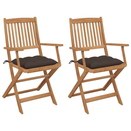 2 pcs folding garden chairs and solid acacia wood cushions by vidaXL, Garden chairs - Ref: Foro24-3064613, Price: 119,58 €, D...