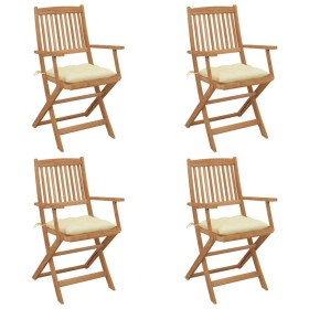 4 pcs folding garden chairs and solid acacia wood cushions by vidaXL, Garden chairs - Ref: Foro24-3064634, Price: 208,88 €, D...