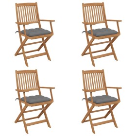 4 pcs folding garden chairs and solid acacia wood cushions by vidaXL, Garden chairs - Ref: Foro24-3064633, Price: 205,99 €, D...