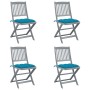 Folding garden chairs 4 pcs cushions solid acacia wood by vidaXL, Garden chairs - Ref: Foro24-3064582, Price: 202,74 €, Disco...