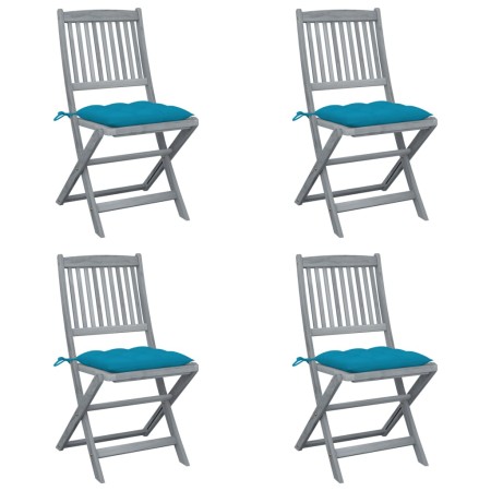 Folding garden chairs 4 pcs cushions solid acacia wood by vidaXL, Garden chairs - Ref: Foro24-3064582, Price: 202,74 €, Disco...