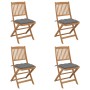 4 pcs folding garden chairs and solid acacia wood cushions by vidaXL, Garden chairs - Ref: Foro24-3064687, Price: 197,00 €, D...