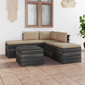 Garden furniture made of 6-piece pallets with solid pine wood cushions. by vidaXL, Garden sets - Ref: Foro24-3061842, Price: ...