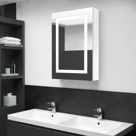 Armario de baño con espejo LED blanco brillante 50x13x70 cm de vidaXL, Tocadores de baño - Ref: Foro24-326494, Precio: 140,00...