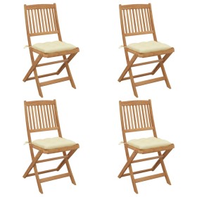 4 pcs folding garden chairs and solid acacia wood cushions by vidaXL, Garden chairs - Ref: Foro24-3064688, Price: 192,89 €, D...