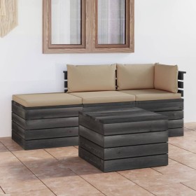 Pallet garden furniture 4 pieces with solid pine wood cushions by vidaXL, Garden sets - Ref: Foro24-3061782, Price: 323,94 €,...