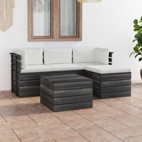 Garden pallet furniture 5 pieces cushions solid pine wood by vidaXL, Garden sets - Ref: Foro24-3061805, Price: 439,99 €, Disc...