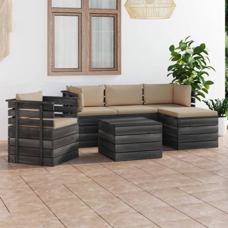 Garden furniture made of 6-piece pallets with solid pine wood cushions. by vidaXL, Garden sets - Ref: Foro24-3061854, Price: ...