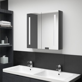 Armario de baño con espejo LED gris brillante 62x14x60 cm de vidaXL, Tocadores de baño - Ref: Foro24-326521, Precio: 118,99 €...