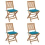 4 pcs folding garden chairs and solid acacia wood cushions by vidaXL, Garden chairs - Ref: Foro24-3064690, Price: 196,83 €, D...