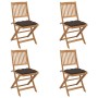 Folding garden chairs 4 units and solid acacia wood cushions by vidaXL, Garden chairs - Ref: Foro24-3064694, Price: 197,33 €,...