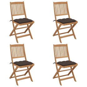 Folding garden chairs 4 units and solid acacia wood cushions by vidaXL, Garden chairs - Ref: Foro24-3064694, Price: 197,15 €,...