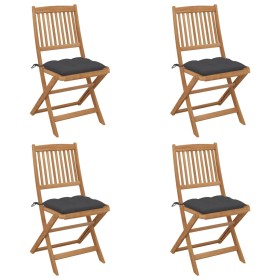 4 pcs folding garden chairs and solid acacia wood cushions by vidaXL, Garden chairs - Ref: Foro24-3064686, Price: 196,83 €, D...